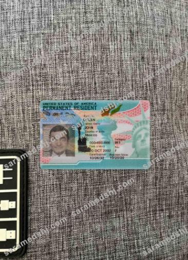 USA new green card, permanent resident 2023 photolook FRONT